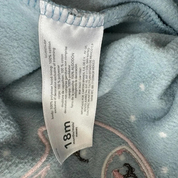 Carters fleece blue polka dot cat hooded one piece zip up size 18 months - Picture 7 of 7